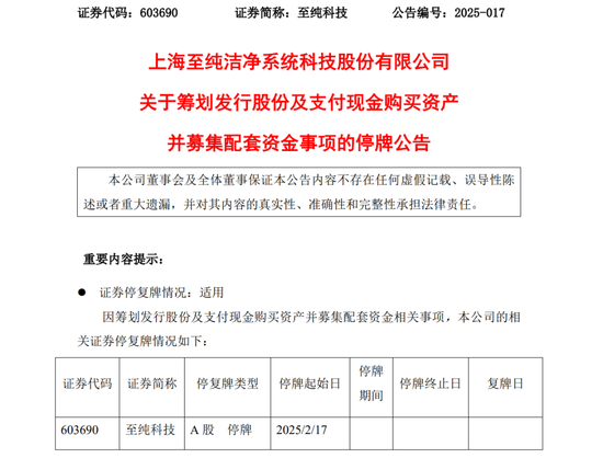 宣布了！百亿A股至纯科技大动作，下周一停牌！5万多股民要嗨了？